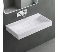 Mai & Mai Lavabo da Appoggio 80x46x11cm, Lavabo Bagno Sospeso Lavandino Bagno con Piletta di Scarico Lavabo da Minerale fuso, senza Foro per Rubinetteria, Colossum19-800OA