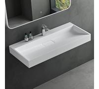 Mai & Mai Lavabo da Appoggio 90x46x11cm, Lavabo Bagno Sospeso Lavandino Bagno con Piletta di Scarico Colossum19 Lavabo da Minerale fuso, un Foro per Rubinetteria