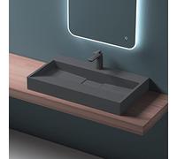 Mai & Mai Lavabo da Appoggio 90x46x11cm, Lavabo Bagno Sospeso Lavandino Bagno con Piletta di Scarico Colossum19 Lavabo da Minerale fuso, un Foro per Rubinetteria