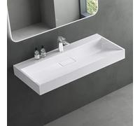 Mai & Mai Lavabo da Appoggio 90x46x11cm, Lavabo Bagno Sospeso Lavandino Bagno con Piletta di Scarico e un Foro per Rubinetteria, Lavabo da Minerale fuso Colossum19-900