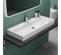 Mai & Mai Lavabo da Appoggio 100x42x10cm, Lavabo Bagno Sospeso Lavandino Bagno Rettangolare Colossum06-1000 Lavandino da Minerale Fuso