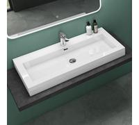 Mai & Mai Lavabo da Appoggio 100x48x10cm, Lavandino Bagno Rettangolare Colossum18-1000 Lavabo da Minerale Fuso