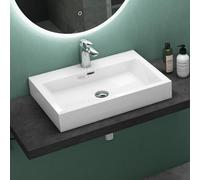 Mai & Mai Lavabo da Appoggio 60x42x10cm, Lavabo Bagno Sospeso Lavandino Bagno Rettangolare Colossum06-600 Lavandino da Minerale Fuso