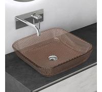 Mai & Mai Lavabo da Appoggio in Vetro 40x40x11cm Caffè, Minerva03