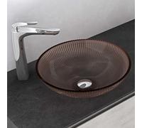 Mai & Mai Lavabo da Appoggio in Vetro 40x40x12cm Caffè, Minerva06