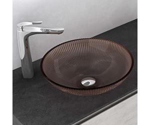 Mai & Mai Lavabo da Appoggio in Vetro 40x40x12cm Caffè, Minerva06