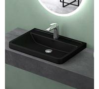 Mai & Mai Lavabo da incasso, 60 cm, rettangolare, in ghisa minerale, nero opaco, con troppopieno, Colossum08