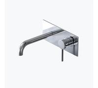 Mai & Mai Miscelatore per Lavabo a Muro, Rubinetto Lavabo a Parete per bagno WA112 con Corpo a Incasso (Argento)