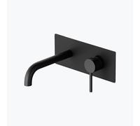 Mai & Mai Miscelatore per Lavabo a Muro, Rubinetto Lavabo a Parete per bagno WA112 con Corpo a Incasso (Nero)
