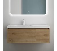 Mai & Mai Mobile Bagno Sospeso 100cm con Lavabo Bianco, Marrone chiaro