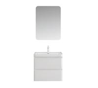 Mai & Mai Mobile Bagno Sospeso60x42x50cm, Mobile da Bagno con 2 Cassetti Include Lavabo, Bianco, Lucca