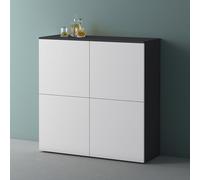 Mai & Mai Mobile Contenitore 100x36.4x98cm, Antracite opaco+Bianco opaco | Mobiletto Multiuso con 4 ante e 4 vani per Soggiorno, Sala da Pranzo, Camera da Letto Schrank04