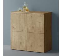 Mai & Mai Mobile Contenitore 76x36.4x74cm, Marrone chiaro | Mobiletto Multiuso con 4 ante e 4 vani per Soggiorno, Sala da Pranzo, Camera da Letto Schrank04