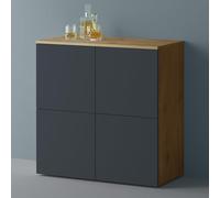 Mai & Mai Mobile Contenitore 76x36.4x74cm, Mobiletto Multiuso con 4 ante e 4 vani per Soggiorno, Sala da Pranzo, Camera da Letto Schrank04, Marrone chiaro+Antracite opaco