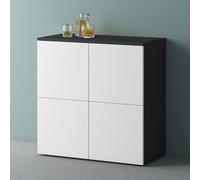 Mai & Mai Mobile Contenitore 76x36.4x74cm, Mobiletto Multiuso con 4 ante e 4 vani per Soggiorno, Sala da Pranzo, Camera da Letto Schrank04, Antracite opaco+Bianco opaco