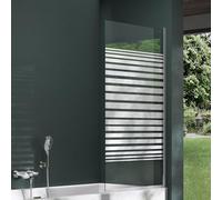 Mai & Mai Parete Vasca da Bagno Doccia 80x140cm, Parete Sopravasca Doccia Apertura 180° Vetro Parzialmente Smerigliato 6mm con Nano Rivestimenti Cortona201MS