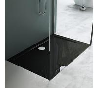 Mai & Mai Piatto Doccia Rettangolare in Acrilico Nero 80x110x4cm con Piletta di Scarico Inclusa (AL01) | Design Moderno Angolare Bordato Antiurto e Antigraffio Faro2