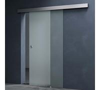 Mai & Mai Porta Scorrevole in Vetro 77,5x215cm, Porta Scorrevole Interna con Sistema Softclose in Vetro Satinato 8mm con Binario e Maniglia Rotonda per Bagno Cucina Studio Ufficio, Amalfi TS12H-775