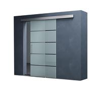 Mai & Mai Porta Scorrevole in Vetro 90x205cm, Porta Scorrevole Interna Satinato 8mm in 5 Strisce con Binario e Maniglia Per Asta per Bagno Cucina Studio Ufficio, Amalfi TS13-900 MSLG