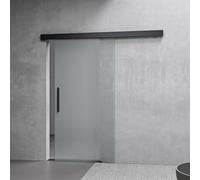 Mai & Mai Porta Scorrevole in Vetro Satinato, 77.5x205cm, Softclose, Nero | Porta Scorrevole Interna, Vetro Satinato 8mm, Binario, Maniglia, Bagno Cucina Studio Ufficio, Nero, Amalfi-plus 14