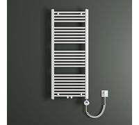 Mai & Mai Radiatore Piatto 120x60cm con Elemento Riscaldante 600W, Radiatore Scaldasalviette Termoarredo da Bagno Riscaldamento Elettrico o da Acqua Calda RHE in Acciaio, Bianco