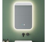 Mai & Mai Specchio da Bagno Appeso, Specchio a LED da Parete 40x60cm | Specchio per Il Trucco Personalizzato, Anti-Appannamento, Nova-02