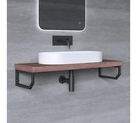 Mai & Mai Supporto da Parete per Lavandino Lavabo d'Appoggio Mensole WH03 Set 2 Reggimensole Porta-Asciugamani in Acciaio Inossidabile BTH: 40x2,5x15cm, Nero