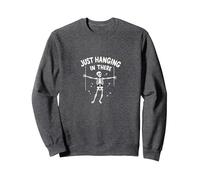 Mai Meglio Scheletro Appeso lì Umorismo Goth Felpa, Unisex per Adulti, Grigio Scuro, XL