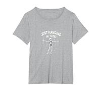 Mai Meglio Scheletro Appeso lì Umorismo Goth Maglietta, Donna Plus-Size, Grigio Melange, 2X