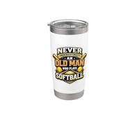 Mai sottovalutare un vecchio che gioca a softball Men Player Bicchiere termico in acciaio inox doppia parete