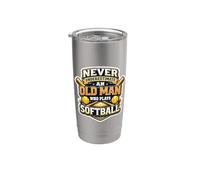 Mai sottovalutare un vecchio che gioca a softball Men Player Bicchiere termico in acciaio inox doppia parete