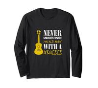 Mai Sottovalutare Un Vecchio con Un Ukulele, Divertente Maglia a Manica