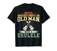 Mai sottovalutare un vecchio con un ukulele Uke Men Gifts Maglietta