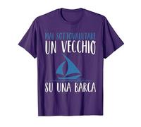Mai Sottovalutare Un Vecchio su Una Barca Capitano Barche Maglietta, Uomo, Viola, 3XL