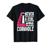 Mai Sottovalutare Una Ragazza Che Gioca a Cornhole Player Maglietta