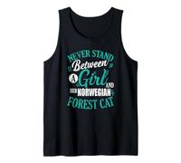 Mai Stare tra Una Ragazza e Il Suo Gatto Norvegese Canotta