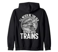 Mai Troppo Vecchio per Giocare con i Treni Modello Ferroviario Felpa con Cappuccio