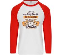 Mai Underestimate Un Vecchio Uomo Chitarra Uomo L/S Baseball T-Shirt