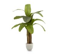 MAIA SHOP Banano artificiale 120 cm, pianta finta da interno con tronco naturale, albero decorativo realistico per casa ufficio hotel