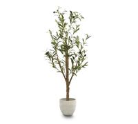 MAIA SHOP Olivo artificiale 105 cm, pianta finta da interno con tronco naturale, albero decorativo realistico per casa ufficio hotel