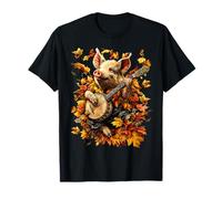 Maiale Banjoist Che Gioca Banjo Picker Autunno Foglie Autunno Animale Maglietta