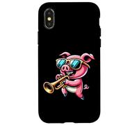 Maiale Con Occhiali Suona La Tromba Musica Custodia per iPhone X/XS