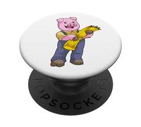 Maiale Contadino Paglia Tuta da lavoro PopSockets PopGrip Adesivo
