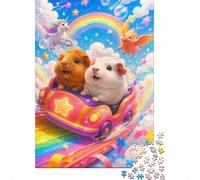 Maiale D'India Arcobaleno Nuvola 1000 Pezzi Mini Puzzle per Adulti | 70x50cm Carta Amanti Puzzle Rilassato Puzzle Fatto A Mano Regalo Di Compleanno Decorazione Ufficio