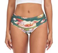 Maiale Divertente di Natale per Bambini Mutande Donna Vita Media Slip Donna Comode Elastico Sexy Intimo Bikini Mutandine