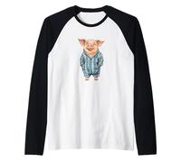 Maiale in pigiama per una notte comoda e carina Maglia con Maniche Raglan