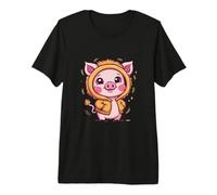 Maiale Kawaii con Un Grazioso Aspetto da Leone Maglietta Premium