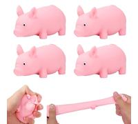 Maiale Rosa Antistress,4 Pezzi Piggy Toys Antistress,Giocattolo da Schiacciare a Forma di Maiale,Cute Squishy Morbido Squeeze Giocattoli,The Pig Antistress Stress Toy,per Alleviare Sensoriali
