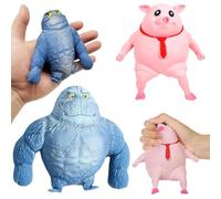Maiale Rosa e Gorilla blu, Pack da 2 Squishy Antistress Resistenti, Sollievo Immediato per Adulti e Bambini, Silicone Premium