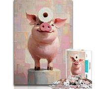 Maialino che gioca con la carta igienica, puzzle da 1000 pezzi per adolescenti, antistress, sfida difficile, decorazioni e regali unici per la casa (50x75cm)